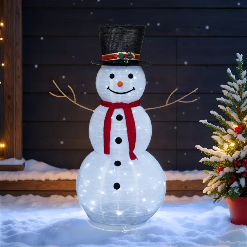Muñeco de nieve luminoso Stan, 100 LED, blanco frío (Alt. 120 cm)